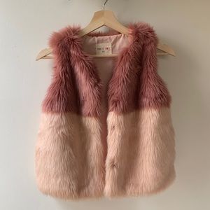 Pink Mae-Li Rose Faux Fur Vest 6/7